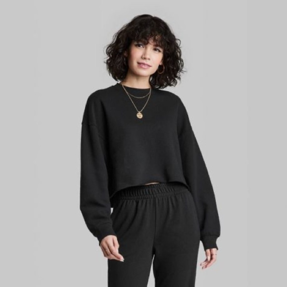 🧡 Cropped Sweatshirt Wild Fable Target Black - Picture 2 of 3